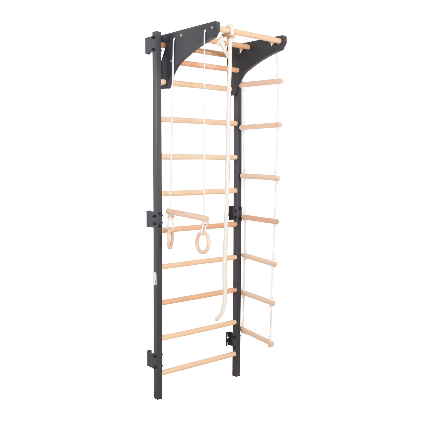 Metal Wall Stud Pairs With Pull Up Bars, Rings, And Rope Ladders