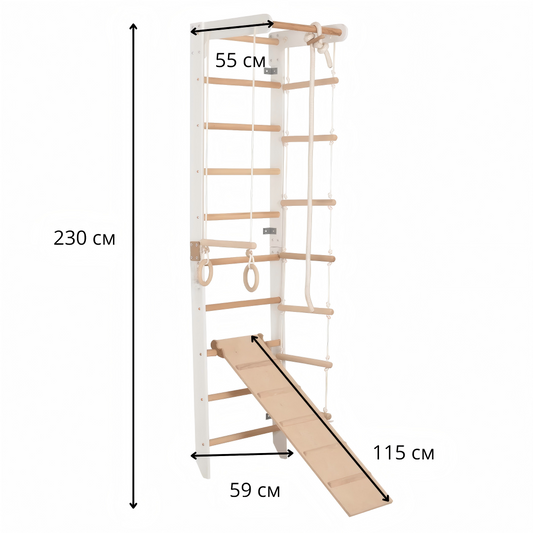 Wall Mounted Pull Up Bar With Fixed Bar And Climbing Board